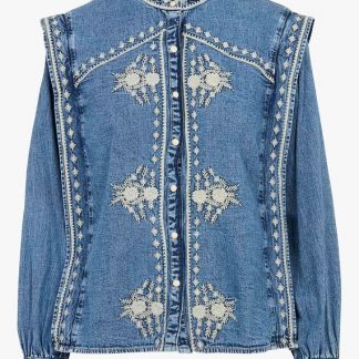 Blouse brodée en denim