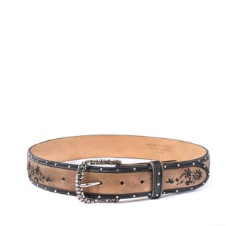 Ceinture Cloutée Brodée En Cuir Mexicana H25