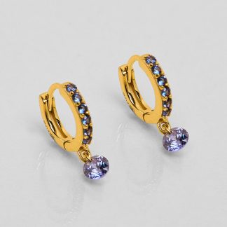 Mini Créoles Goutte d'Eau Tanzanite Une à Une