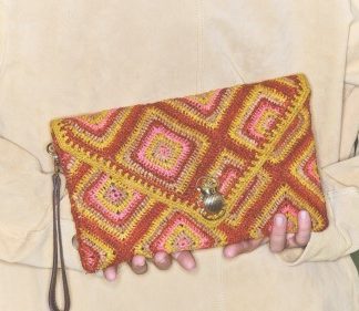 Pochette Raphia Claris Virot E26 Rose