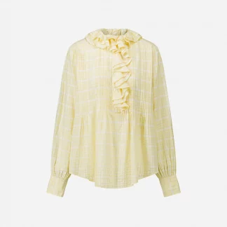 BLOUSE PHIBI CARREAUX JAUNE LAURENCE BRAS E26