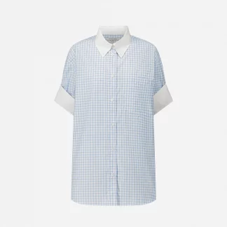 CHEMISE RICKA BLEU BLANC CARREAUX LAURENCE BRAS E26