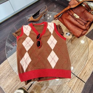 Débardeur Pimto Rouge Ecru Camel H26 Diega